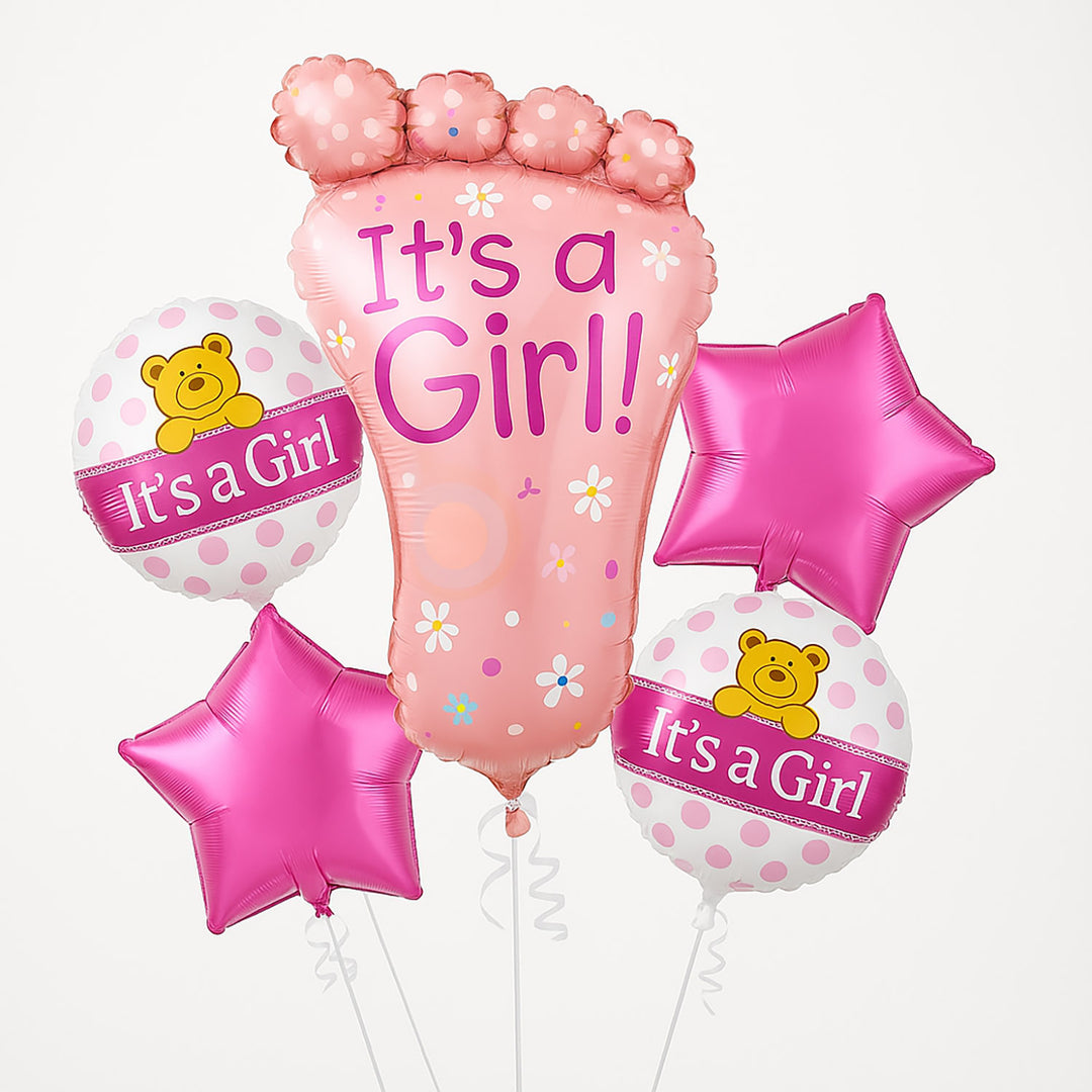 باقة بالونات الفويل 'إنها فتاة' الرائعة - مثالية لحفلات استقبال المولودة