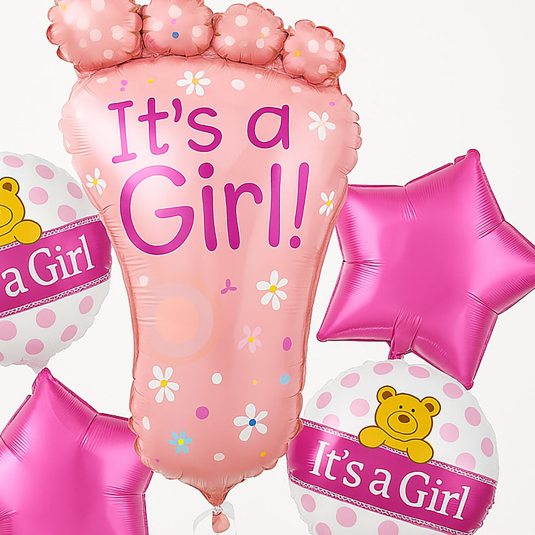 باقة بالونات الفويل 'إنها فتاة' الرائعة - مثالية لحفلات استقبال المولودة
