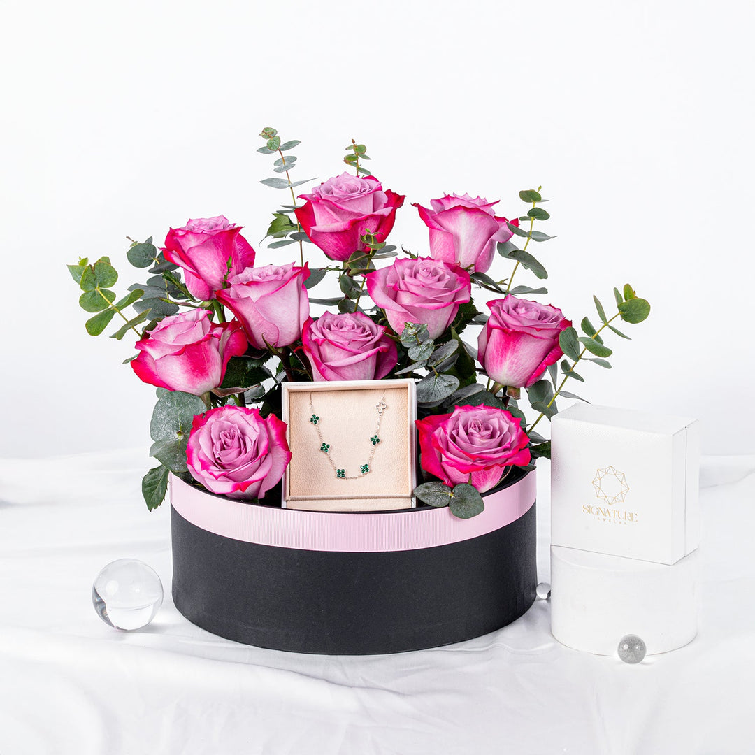 مجموعة هدايا المجوهرات والأزهار الأنيقة للأم
