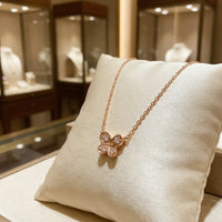 قلادة جوي لوستر ذهب وردي عيار 18 مع ألماس