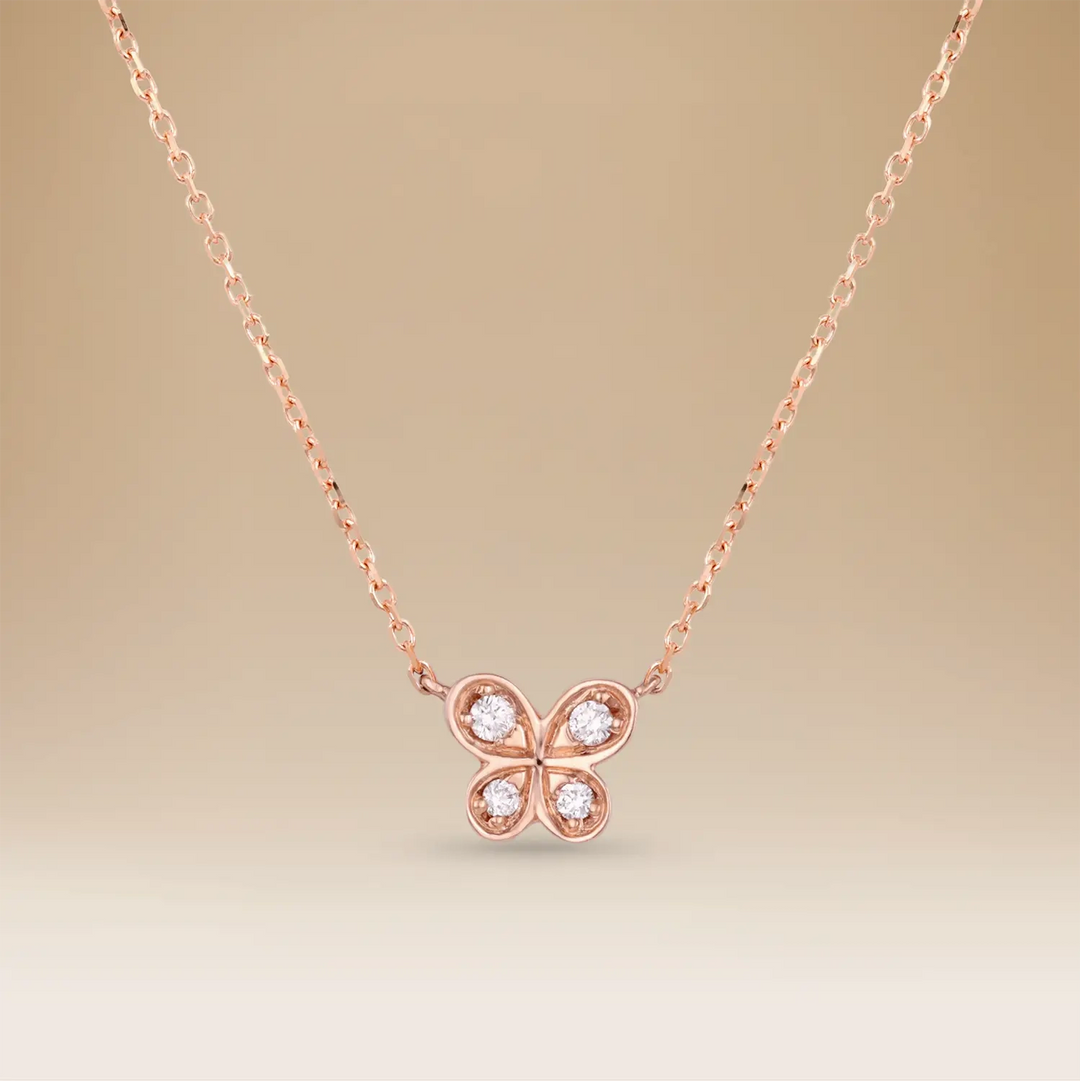 قلادة جوي لوستر ذهب وردي عيار 18 مع ألماس