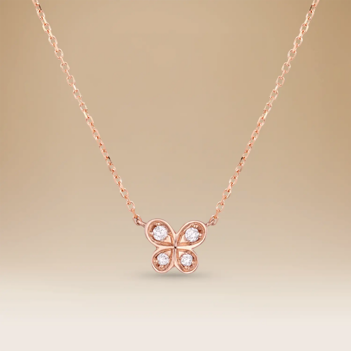 قلادة جوي لوستر ذهب وردي عيار 18 مع ألماس