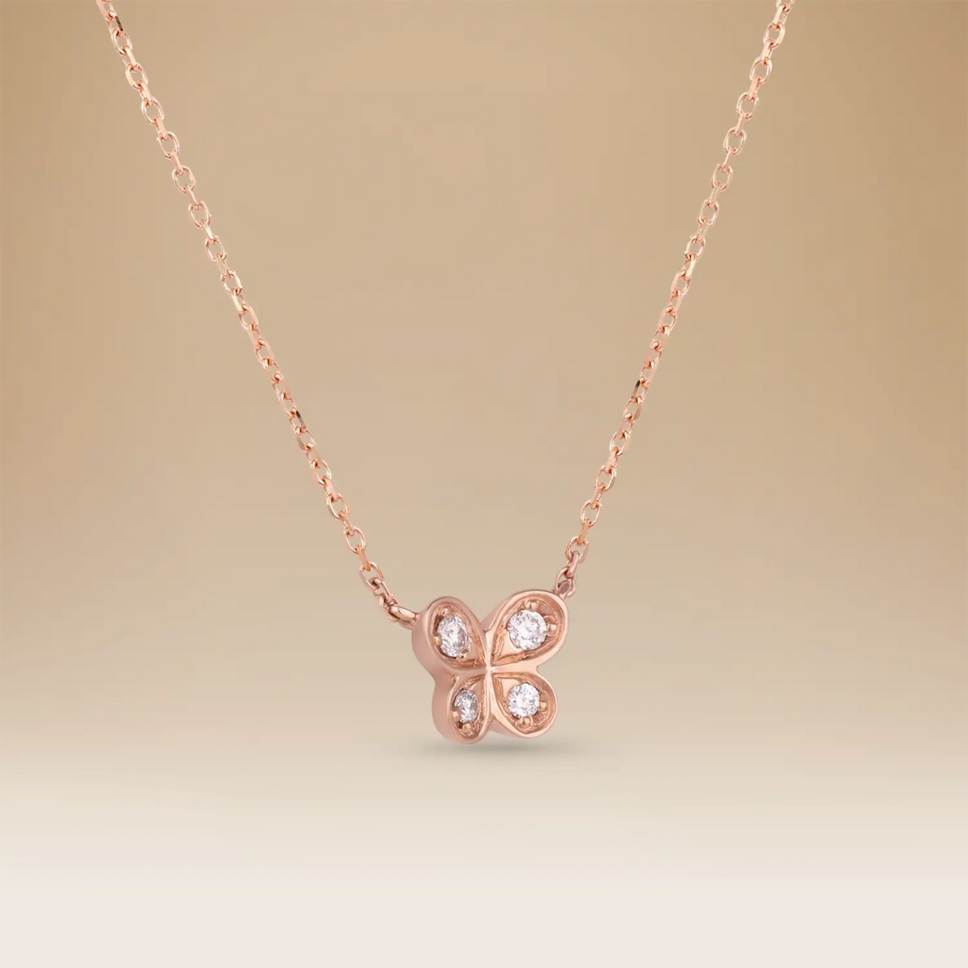 قلادة جوي لوستر ذهب وردي عيار 18 مع ألماس