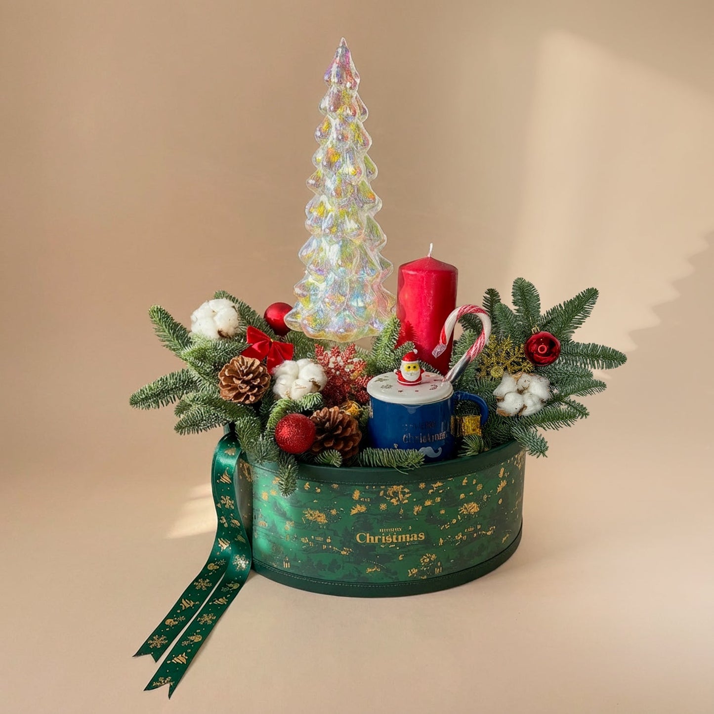 Joyful Evergreen Christmas Gift Box - A Festive Delight