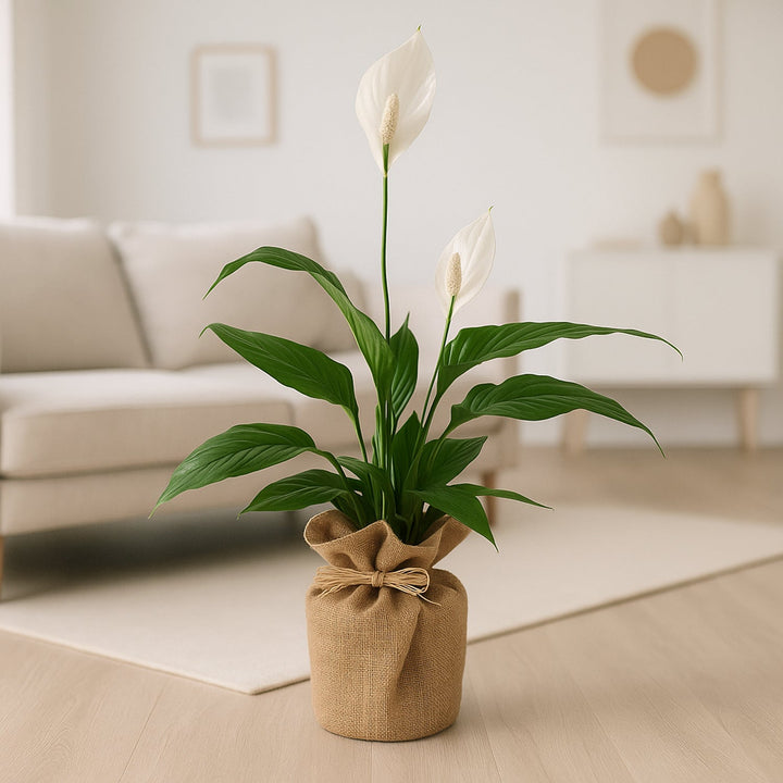Jute Wrapped Peace Lily Plant