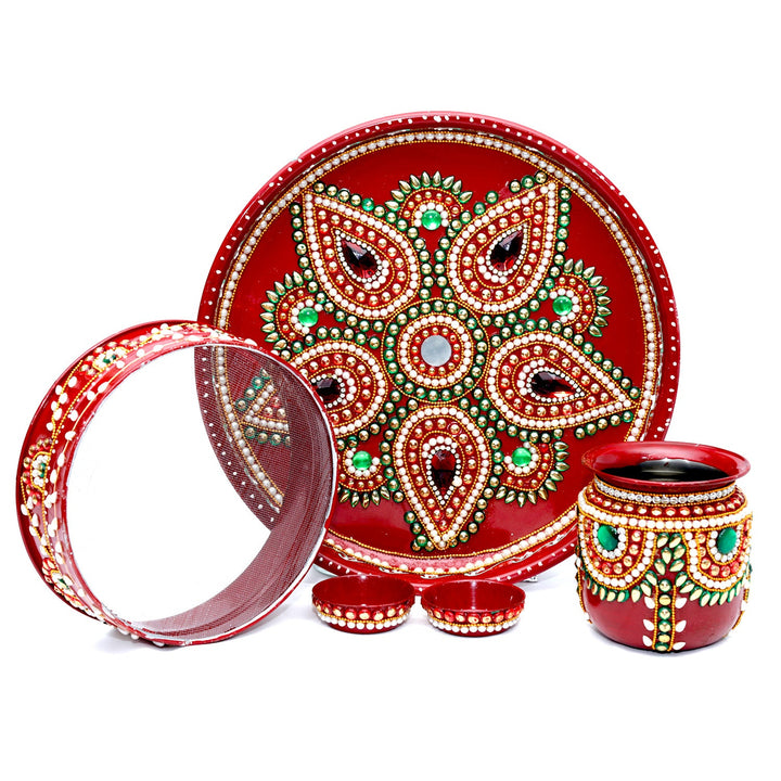 Exquisite Karwa Chauth Thali Set with Traditional Embellishments