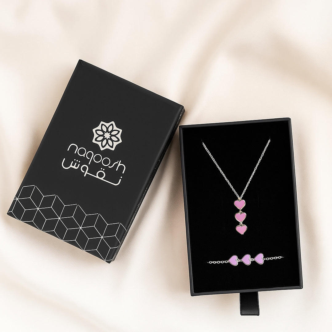 Lavender Dreams Necklace Set with Red Roses Bouquet