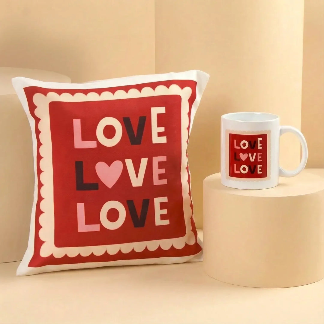 Valentine's Day Love Bundle: Cushion Cover & Mug Set
