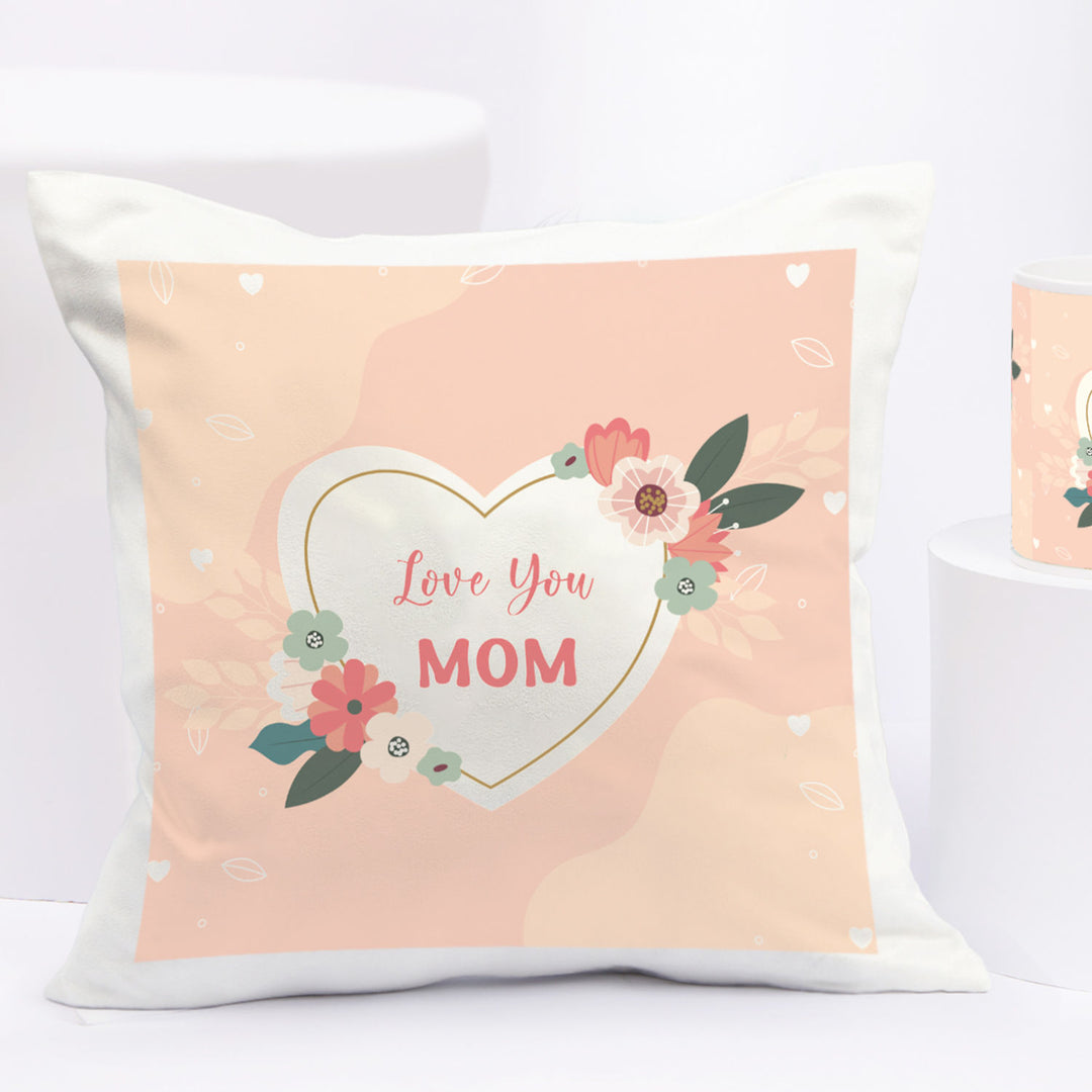 Heartfelt 'Love You Mom' Cushion & Mug Gift Set - Perfect for Mother's Day