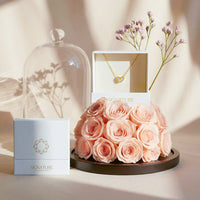 “Love in Bloom” Heart Pendant & Glass Dome Floral Gift Set