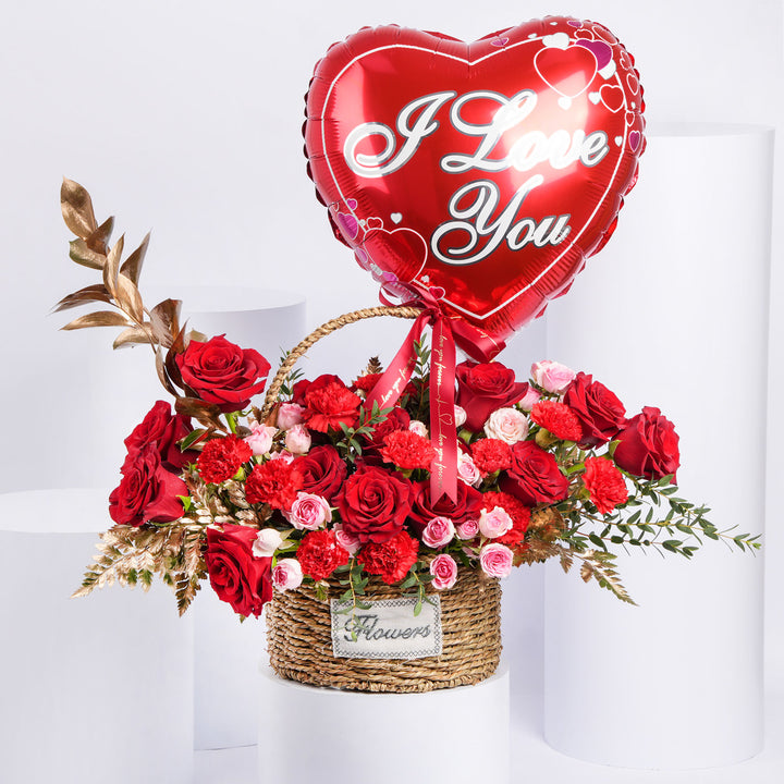 Love Is In The Air Romantic Flower & Balloon Combo