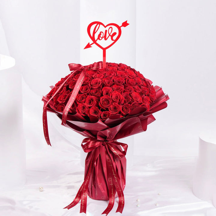 Valentines Flower Grand Bouquet | Red Love Topper