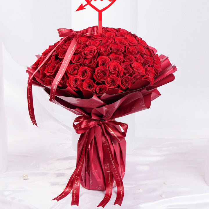 Valentines Flower Grand Bouquet | Red Love Topper
