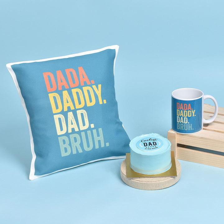 Ultimate Father's Day Gift Set: Cake, Mug, and Cushion