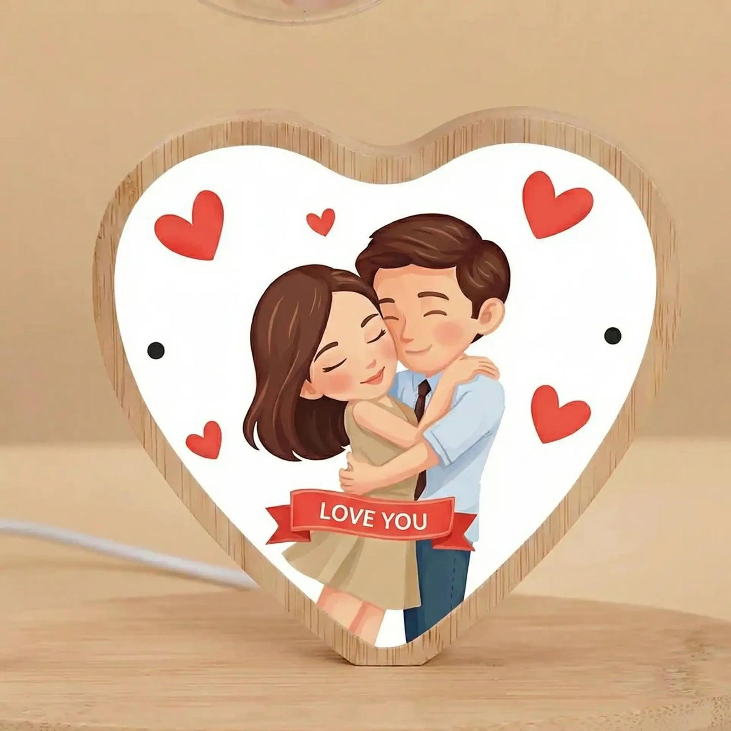 مصباح طاولة زهري LED رومانسية مع لوحة صور قلبية