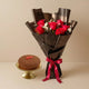 Romantic Red Roses Bouquet with Decadent Chocolate Mousse Cake