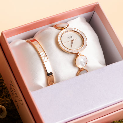 Loverly Roses in a Box With Titan Raga Power Pearls Quartz Analog Watch for Women
