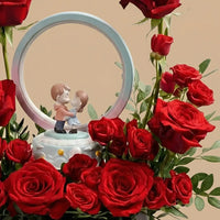 صندوق هدايا الورود الحمراء الرومانسي مع مصباح LED وشوكولاتة