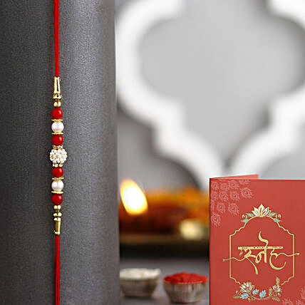 Luminescent Luster Pearls Rakhi