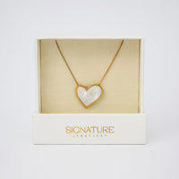 Luxe Mother of Pearl Heart Necklace by Signature Jewelry - Timeless Elegance