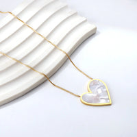 Luxe Mother of Pearl Heart Necklace by Signature Jewelry - Timeless Elegance