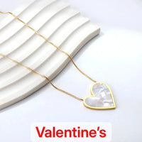 Luxe Mother of Pearl Heart Necklace by Signature Jewelry - Timeless Elegance