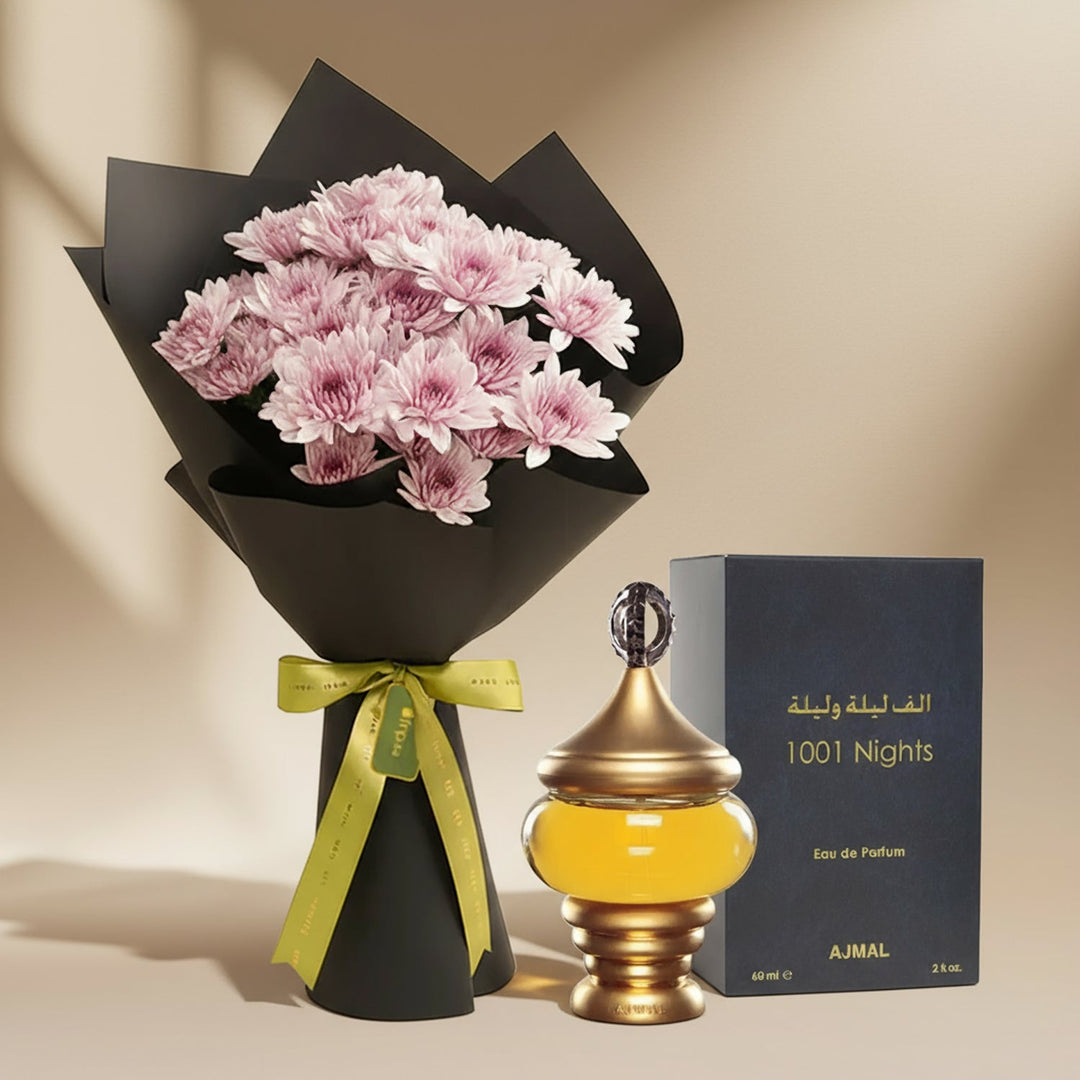 Majestic Nights Bouquet & 1001 Nights Perfume Combo