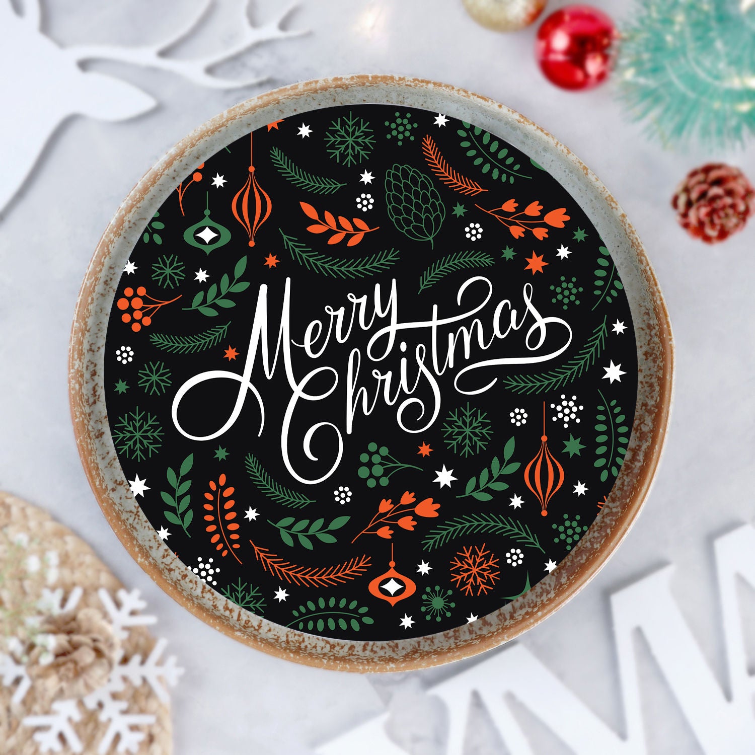 Merry Christmas Pineapple Photo Cake Half Kg