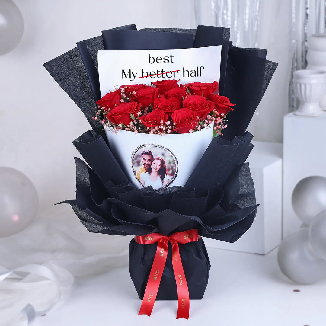Midnight Roses of Love: Exquisite Floral Bouquet for Your Better Half