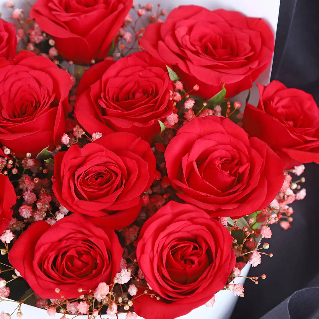 Midnight Roses of Love: Exquisite Floral Bouquet for Your Better Half