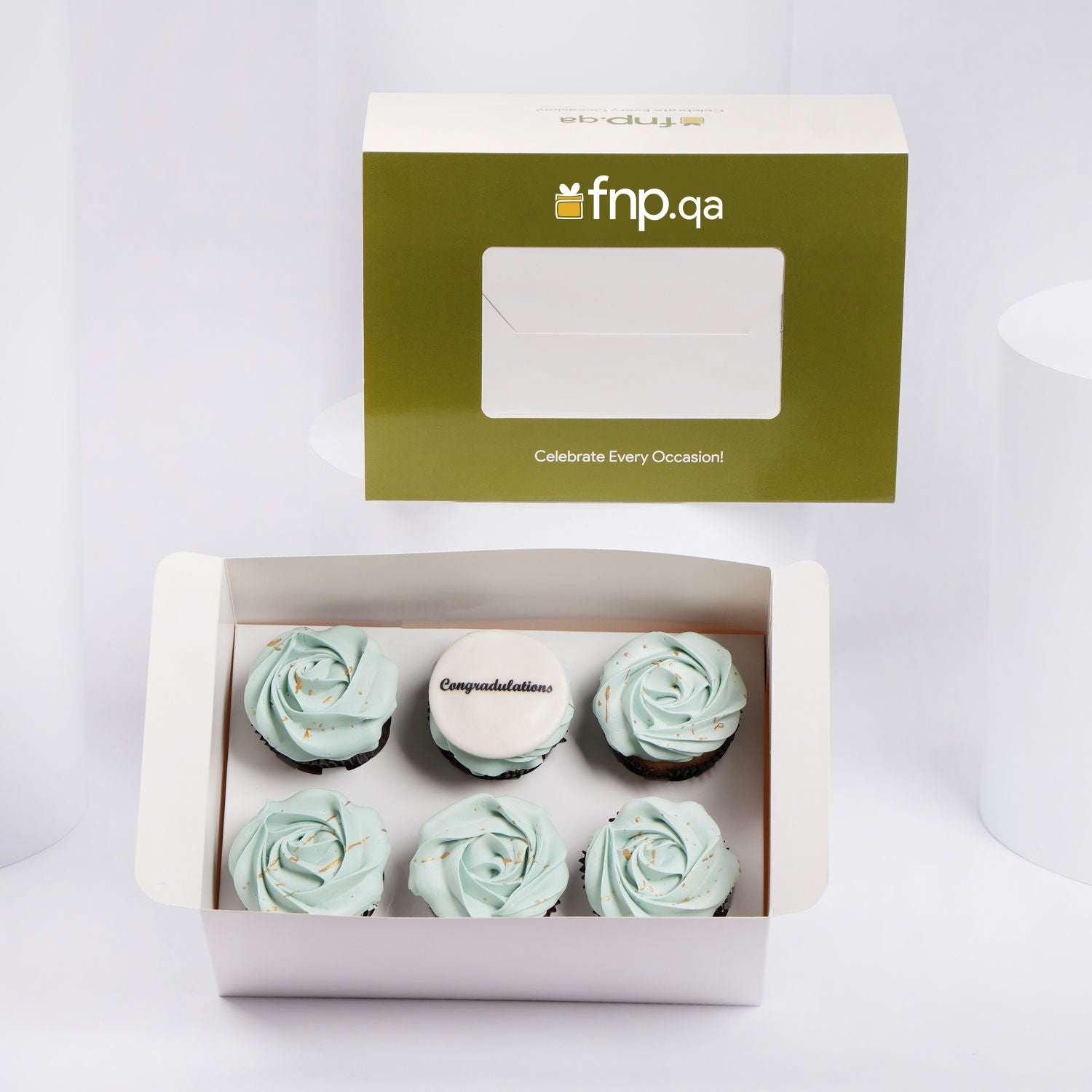 Mint Rosette Celebrations Cup Cake