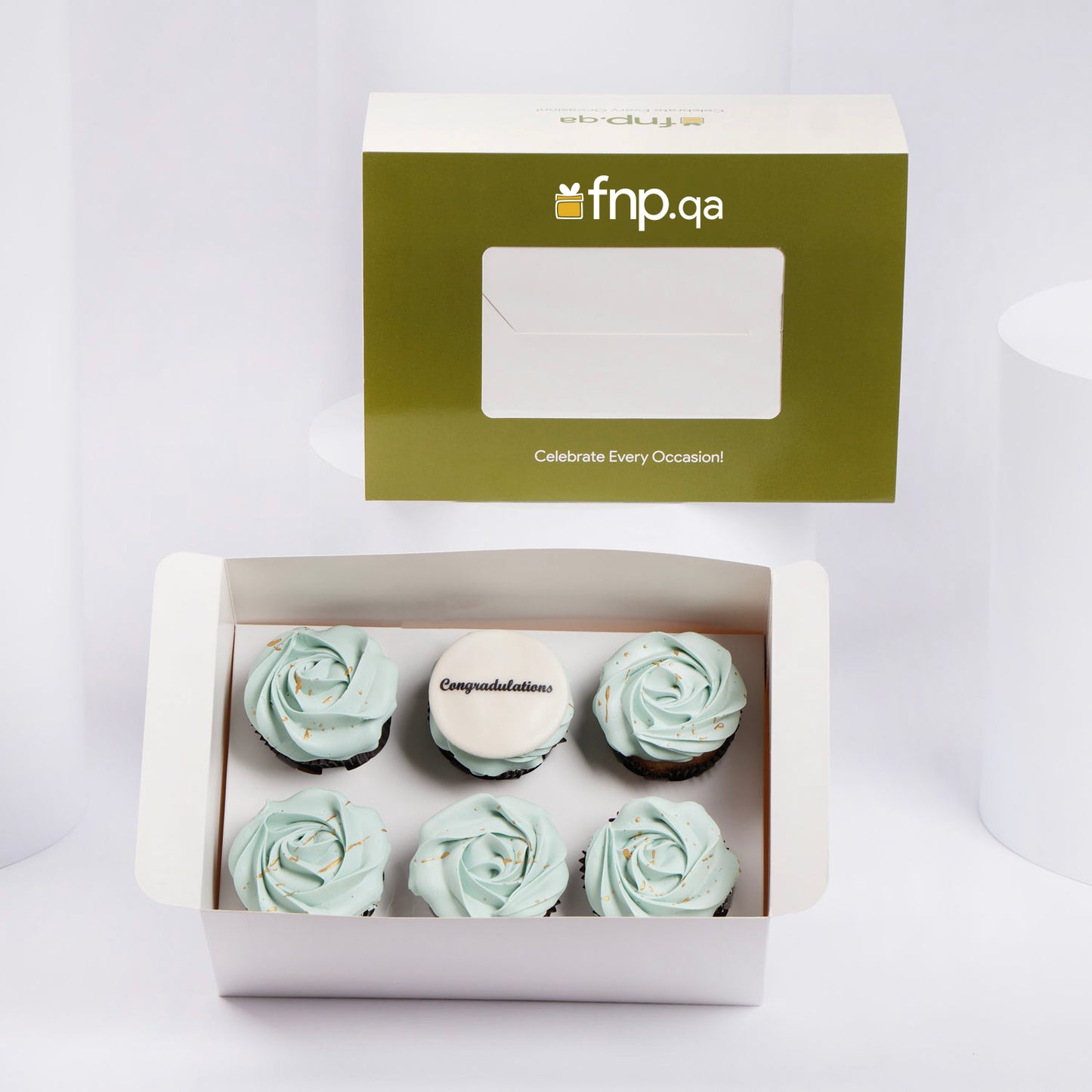Mint Rosette Celebrations Cup Cake