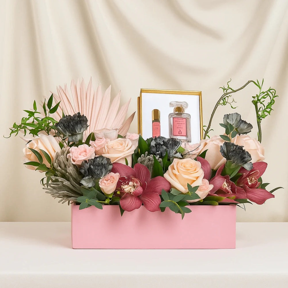 Luxurious Mix Flower Arrangement with Rose Musk Perfume