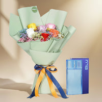 Mixed Roses Bouquet With Blu Eau De Perfume
