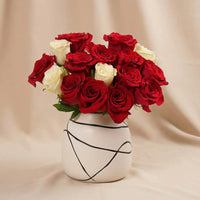 Elegant Valentine Floral Arrangement in Artistic Ceramic Vase