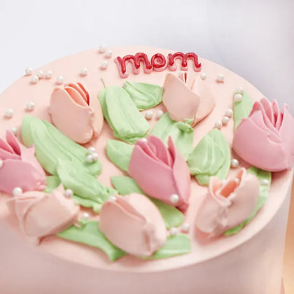 Moms Love Tulips: Elegant Red Velvet Cake Delight