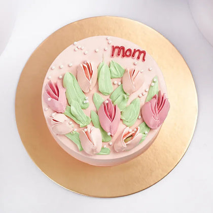 Moms Love Tulips: Elegant Red Velvet Cake Delight