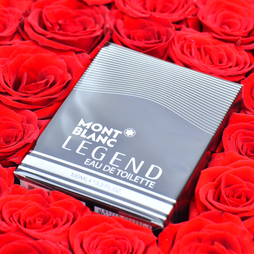 Luxurious Mont Blanc Legend Box with Red Roses