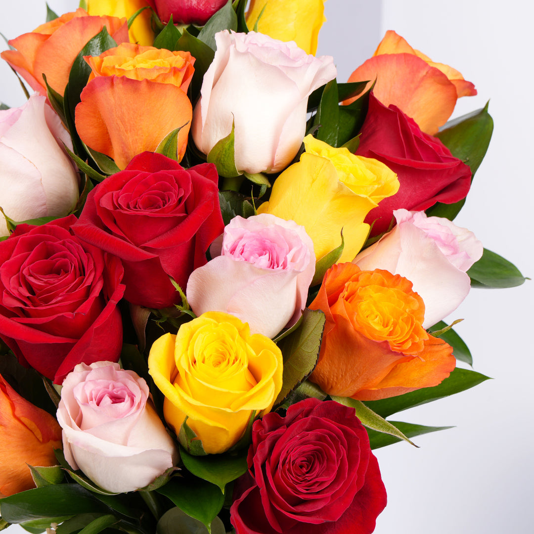 Vibrant Multicolor Rose Bouquet: A Symphony of Love