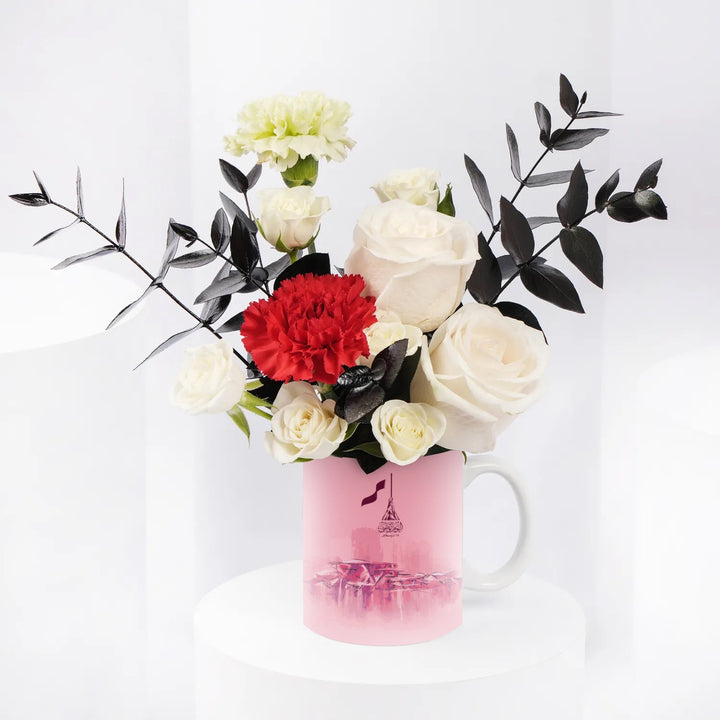 Elegant National Day Floral Mug Arrangement