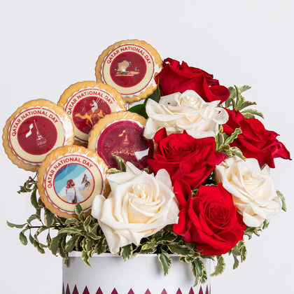 National Day Roses & Cookies Box