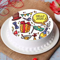 Festive New Year Chocolate Photo Cake - Celebrate 2025