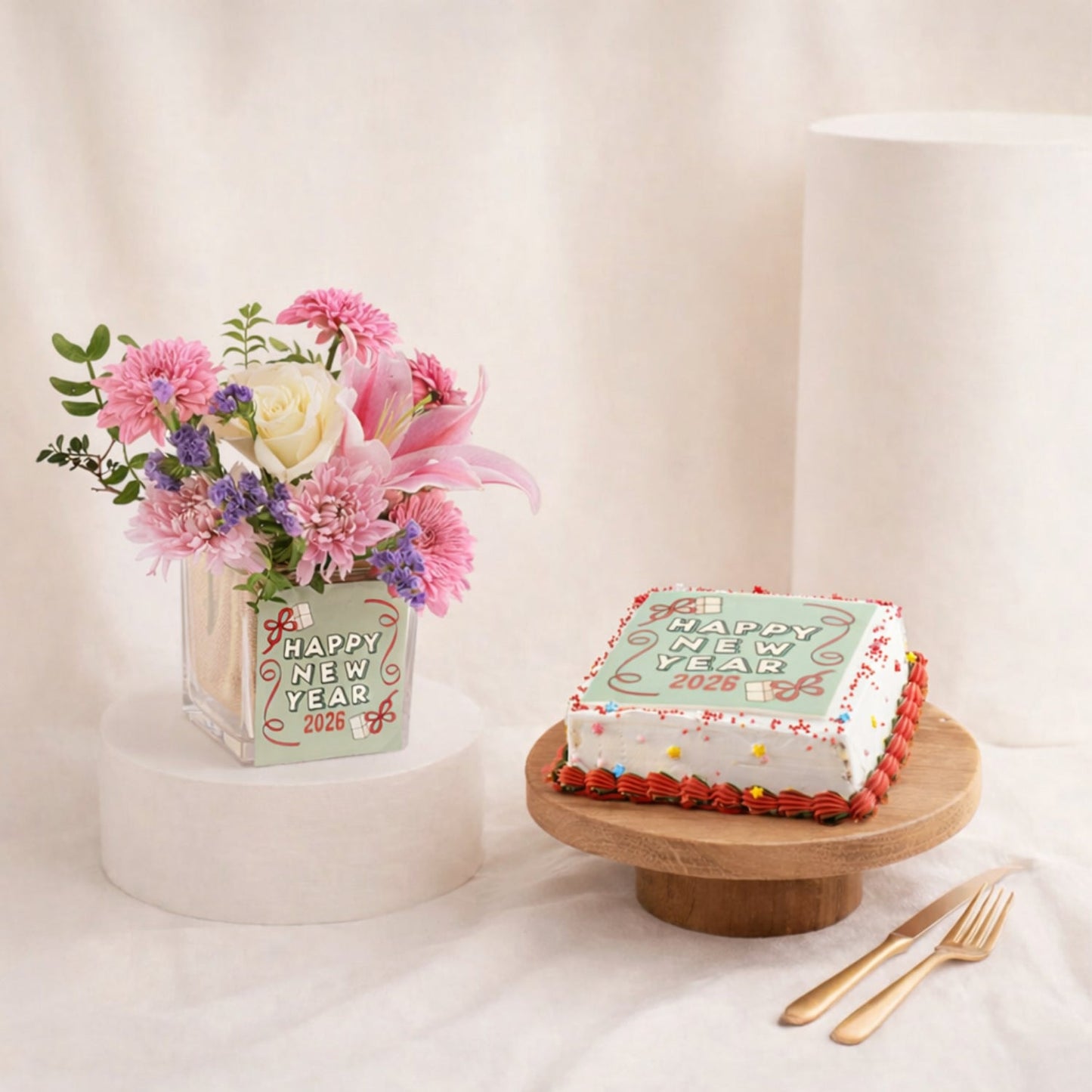 Celebrate the New Year with a Stunning Floral & Cake Combo