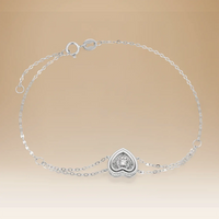 Elegant Omnia Heart Bracelet in 18K White Gold with Diamond Accent