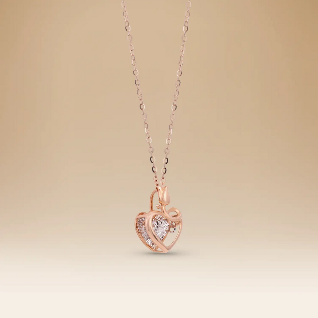 قلادة أومنيا هارت لومير من الذهب الوردي عيار 18 مع لمسة ألماس