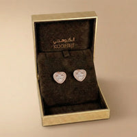 Omnia Signature Heart Earrings in 18K Rose Gold with Diamonds