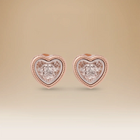 Omnia Signature Heart Earrings in 18K Rose Gold with Diamonds