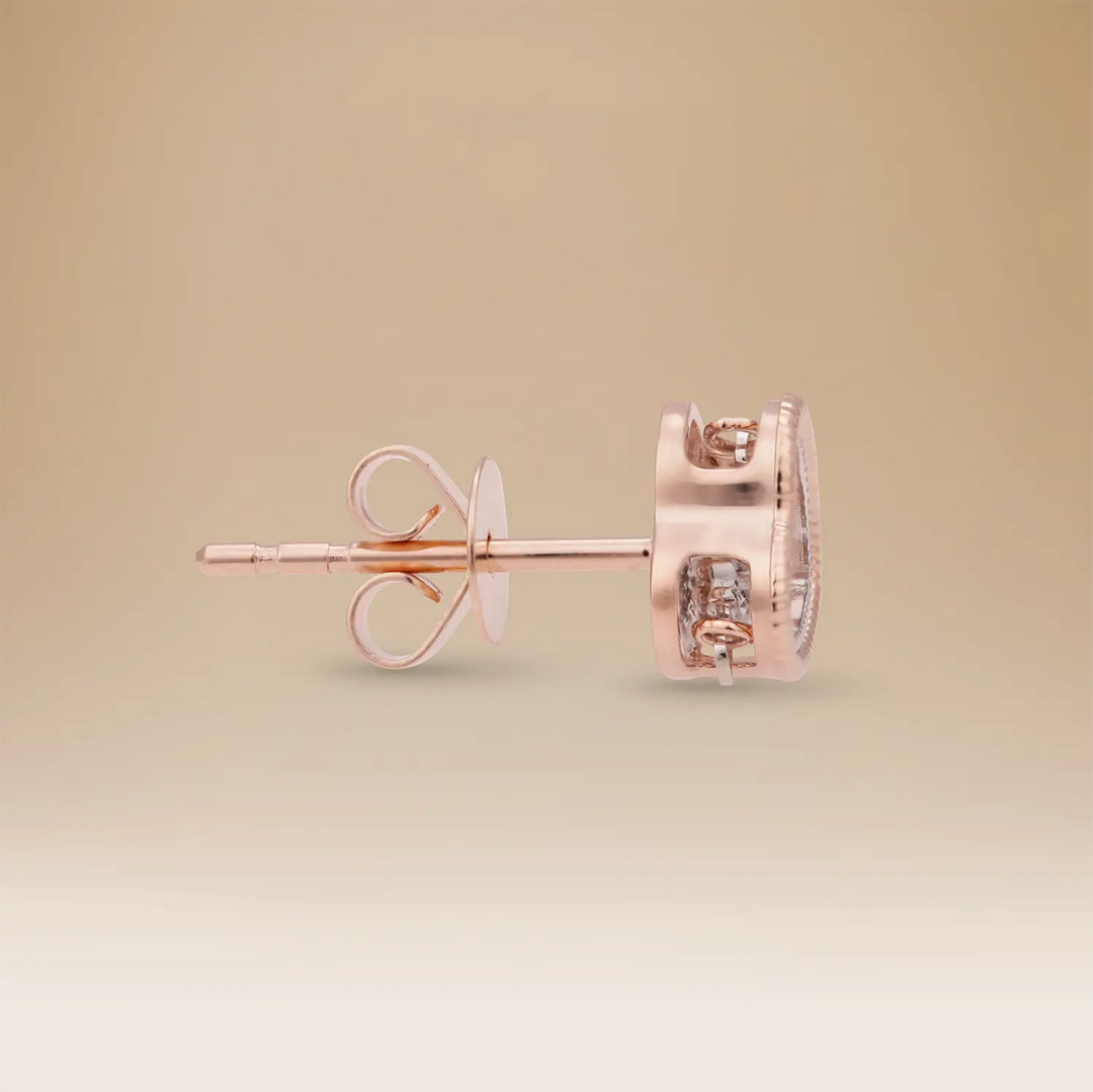 Omnia Signature Heart Earrings in 18K Rose Gold with Diamonds