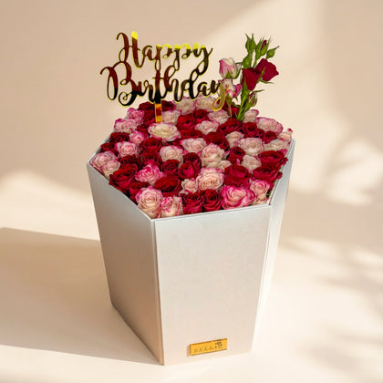 Exquisite Birthday Celebration: Dual-Color Rose & Gourmet Chocolate Box