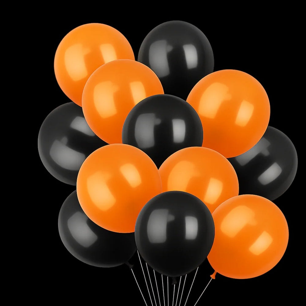 بالونات الهيليوم البرتقالية والسوداء للحفلات الاحتفالية